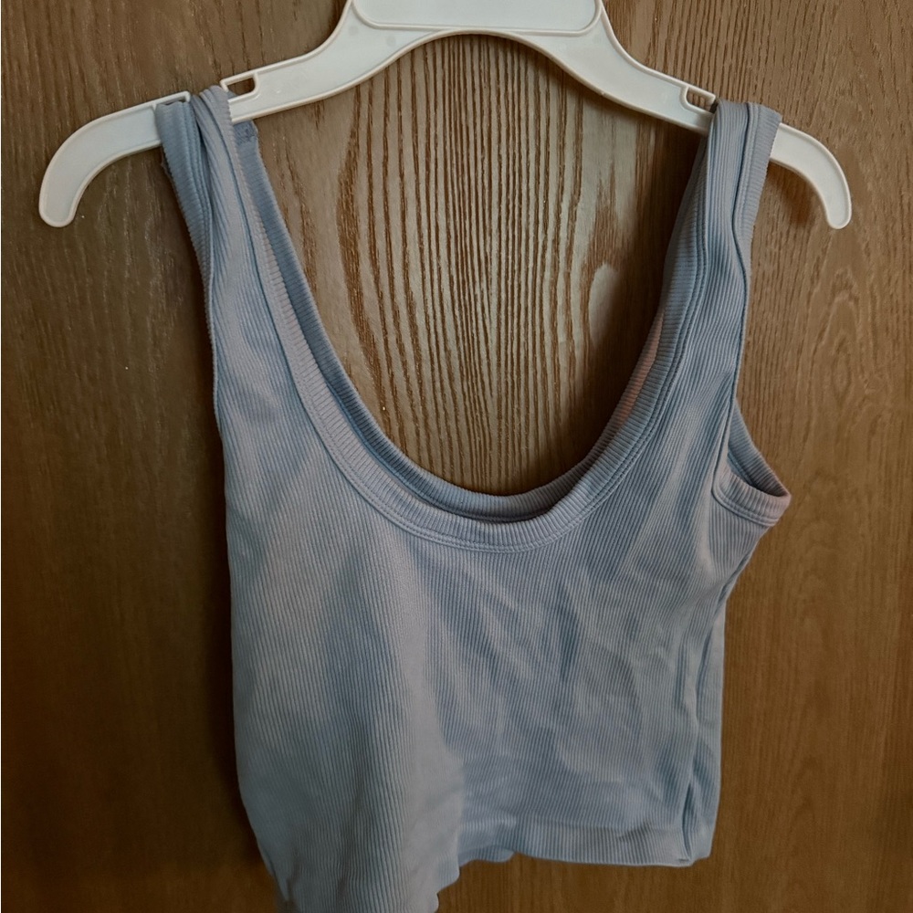 Light Blue Ribbed Tank Top - Picture 2 of 2